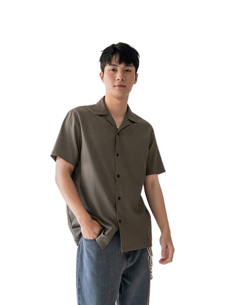 

men lapel neck button front shirt z6c0#, White;black