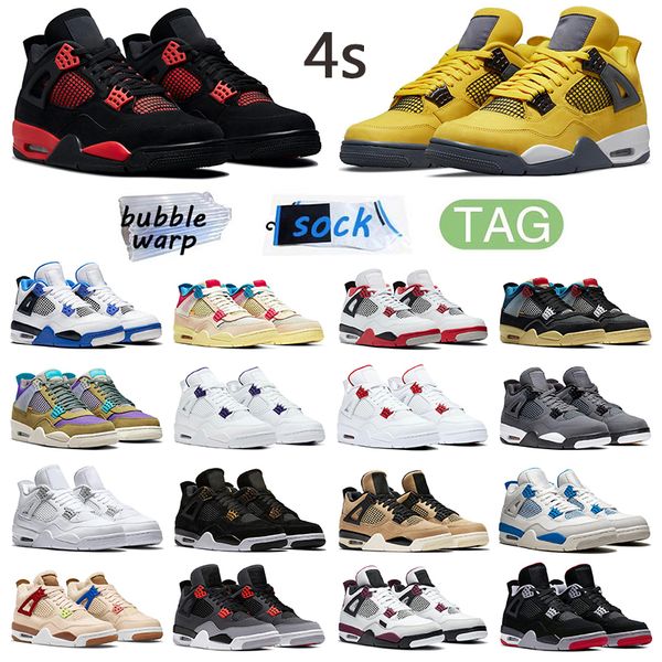 

4s basketball shoes jumpman 4 red thunder fire red flight nostalgia bred noir pure money jumpman4s mens sneakers, White;red