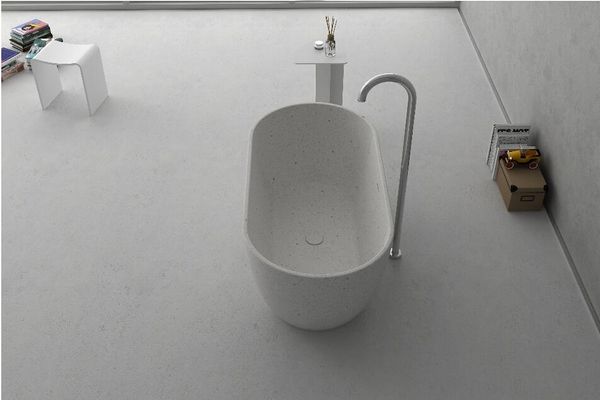 

1500x750x550mm Solid Surface Stone Bathtub Rectangular Freestanding Corian Seamless Pure Acrylic Tub RS65103, White