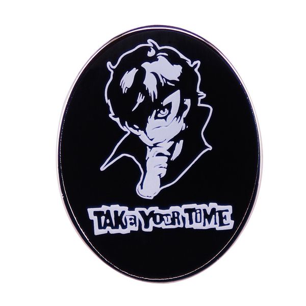 

take your time persona 5 joker anime badge lapel pin, Blue