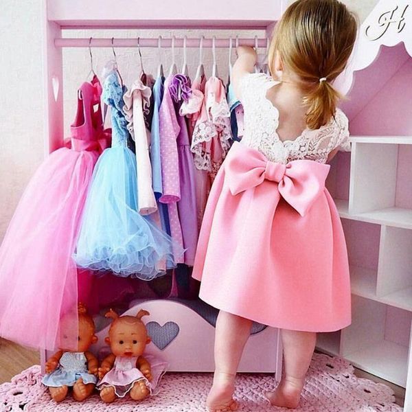 Borns Baby Mädchen Kleider mit Schleife Kleidung Sommer Kleinkind Geburtstag Party Prinzessin Tutu Kleid Kostüm Crianca Roupas