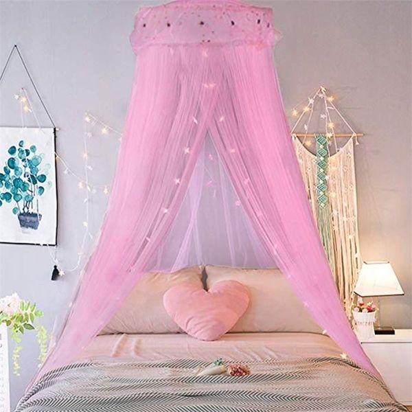Rede de mosquito romântico para cama de casal SingleDoor Dome Holding Curtain Princess Reding Canopy Room Decoration Y200417