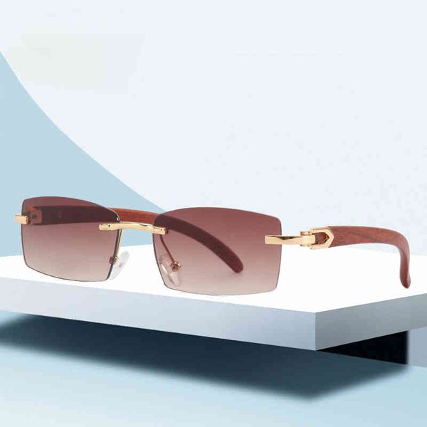 

sunglasses 2022 wood grain mirror leg men's fashion frameless, White;black