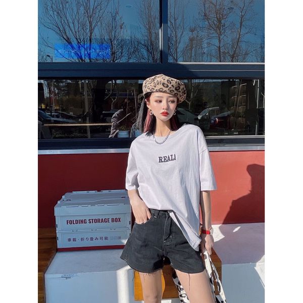 

2149 women's t-shirt simple niche ins tide brand harajuku style short-sleeved t-shirt women 2022 new loose white half-sleeved summer