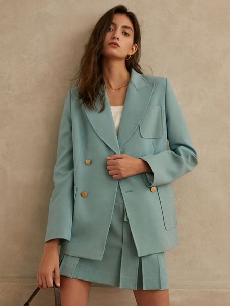 

peak collar patch pocket blazer e9dd#, White