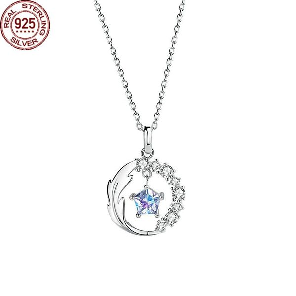 

popular s925 sterling silver star zircon necklace female minority design smart clavicle chain with you girl fashion jewelry gift