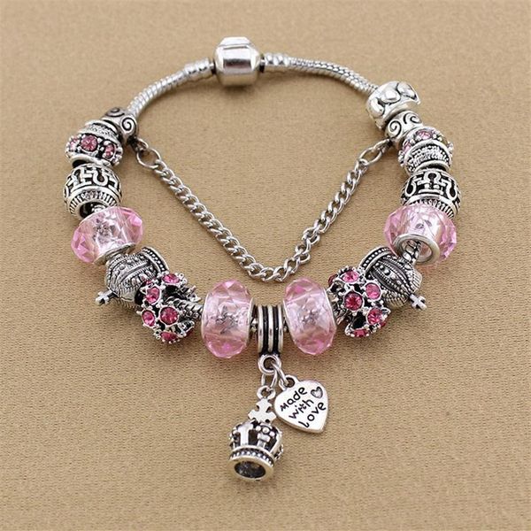 

new charm emperor pendant bracelet for pandora silver plated diy crystal beaded bracelet women's birthday gift with box267g, Golden;silver