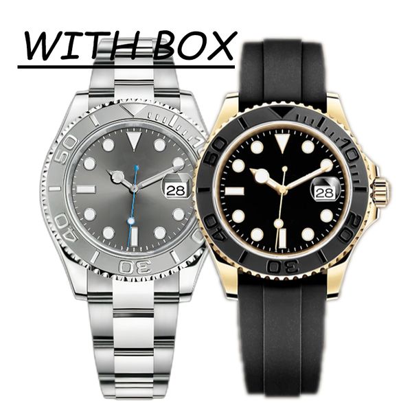 

montre de 2022 luxe mens watches yacht style 40mm silver dial master automatic mechanical sapphire glass classic model folding wristwatch su, Slivery;black