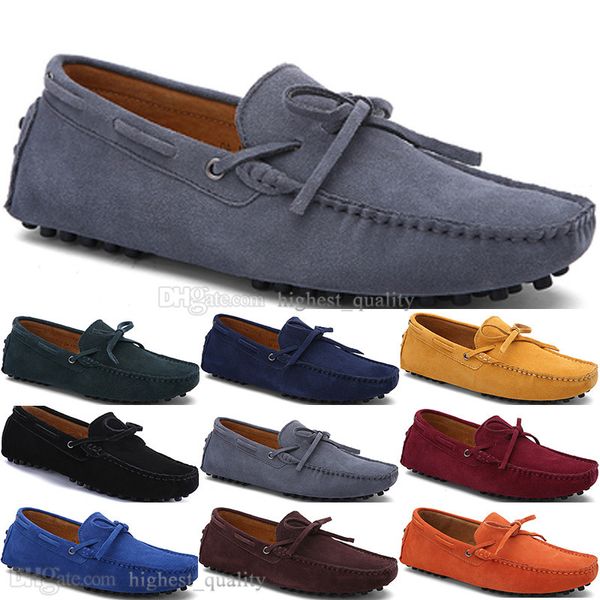 290 New Fashion mens Scarpe casual in pelle Stile britannico primavera Coppia Genuine Peas Scrub uomo Drive Lazy man copriscarpe outdoor comodo traspirante nero giallo