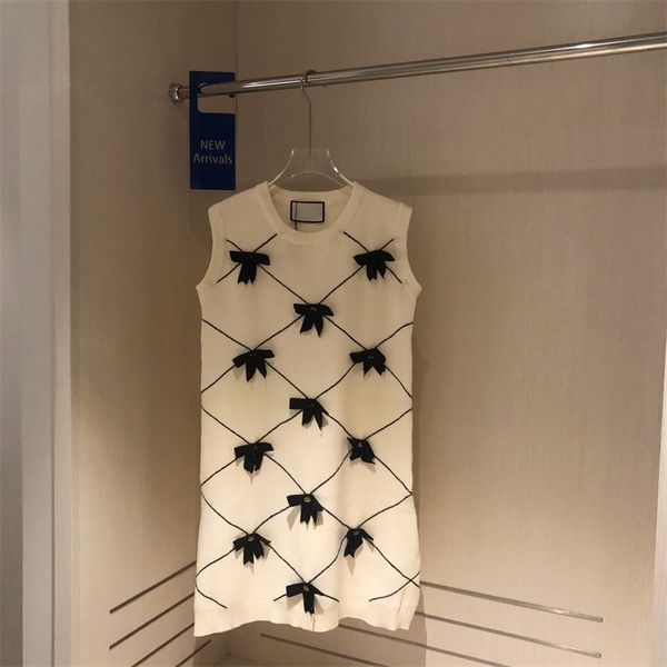 

summer explosion 21 tide autumn gaoding bow treasure series vest dress cream white