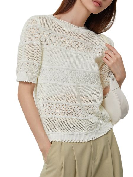 

dazy-less solid pointelle knit m2qt#, White;black