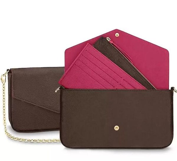 

original 3pcs set luxury designers bags purse woman fashion monogrames chain crossbody shoulder bag handbags shoulder lady leather