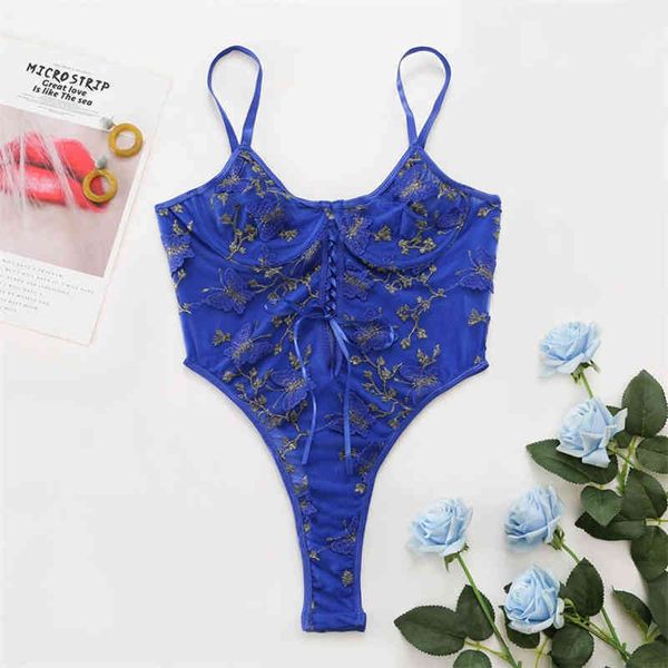 

nxy set women' teddy bodysuit lace butterfly embroidered bandage mesh perspective sling lingerie underwire bra erotic underwear 0216, Red;black