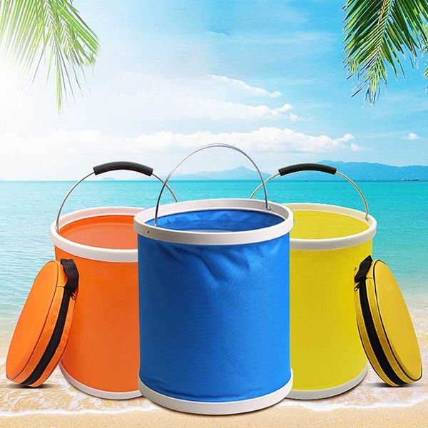 Car Organizer Thick Folding Canvas Bucket Fishing Cleaning Wash With Zipper BagCar