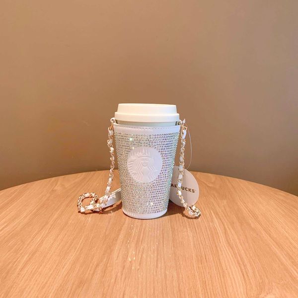 

starbucks cup 2021 summer happy camping ivory pure white flash diamond cup cover stainless steel portable water cup