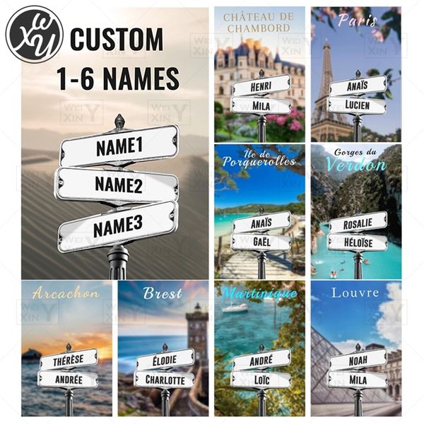 Pintura personalizada personalizada paisagem Primeiros nomes personalizáveis ​​Canvas Modern Wall Art Nome personalizado Decoração de parede Presente da família 220623