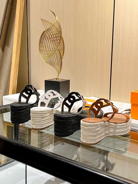 

sandals designers woman slides designer sandal foam runners heels designer slide luxuryÂ wedge genuine leather straw slip on super quality co, Black