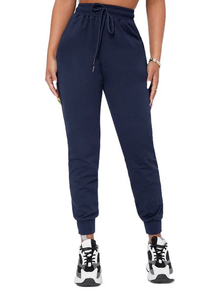 

petite solid drawstring waist sweatpants b94o#, Black;white