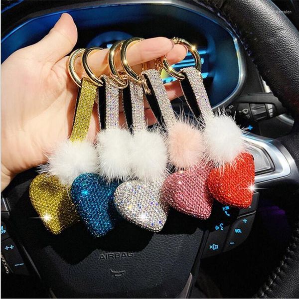 Portachiavi coreano fatto a mano con diamante cuore portachiavi creativo amore borsa ciondolo portachiavi accessori per auto Miri22