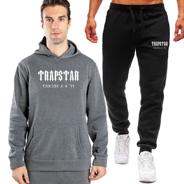 

clothes trapstar designer tracksuits men sets winter hoodies pants set 2022 running women clothing mens brand sweatshirt sport joggers, Gray