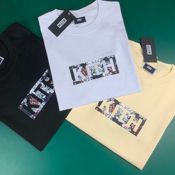 

stock kith box t shirt flower print men women casual oversize kith t-shirt 220607, Black