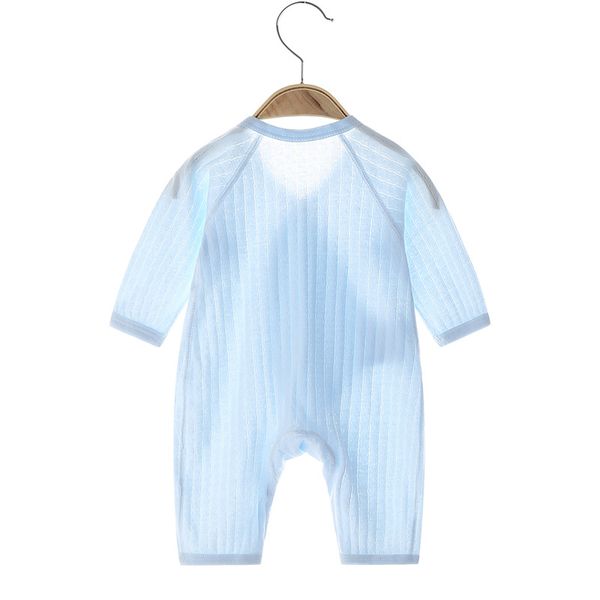 

baby onesies rompers summer thin boneless baby angel wings pure cotton khaki long sleeved air conditioning clothes, Blue