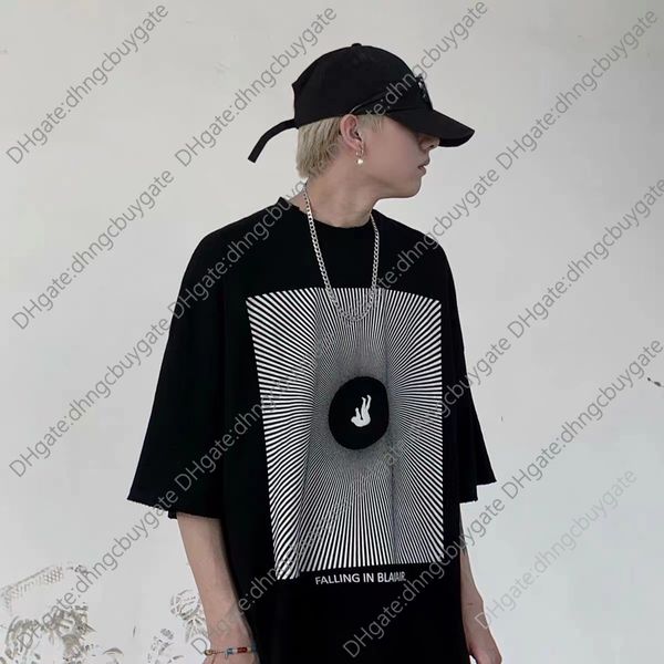 

shirt designer t rhude figure falling abstract pattern printed t-shirt high street tide brand oversize pure cotton round neck loose short sl, White;black