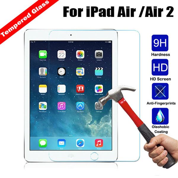 9H Dureza Protetor de tela de vidro temperado para iPad Mini 4 5 10.2 Ar 2 10.9 8 7 Tablet Anti-Rask Film Pro 11 12.9 10.5 9.7 Protetores de tela com pacote de varejo