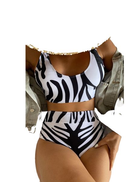

zebra stripe bikini swimsuit q0uv#, White;black