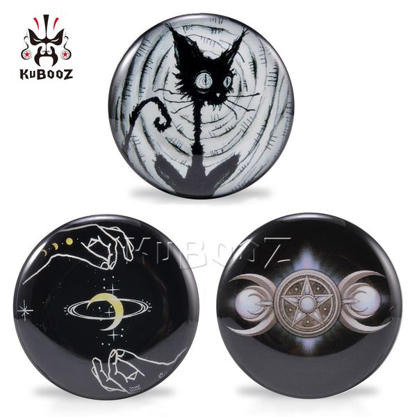 

kubooz acrylic cat moon hand ear plugs tunnel gauges body piercings jewelry piercing expander wholesale 6-25mm 80pcs, Silver