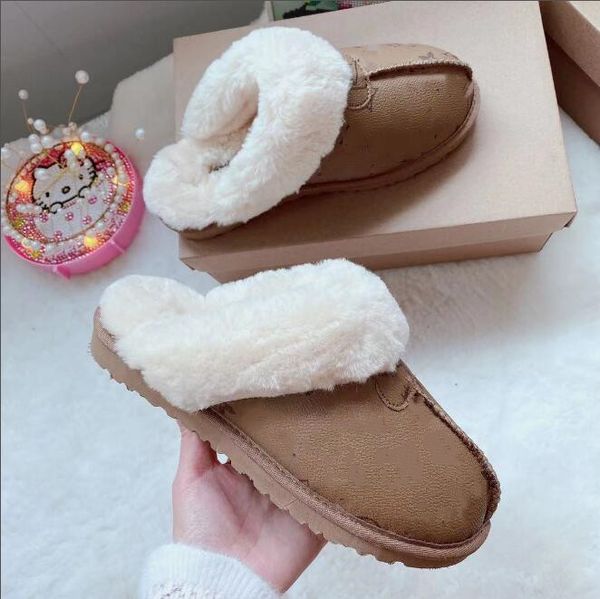 

men's women's flower leather slippers children winter cotton boots, Black