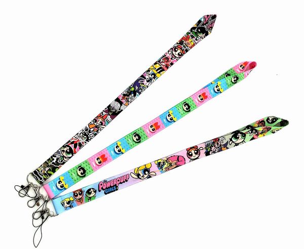 1pcs Classic Cartoon Powerpuff Girls Lanyard für ID -Kartenschlüsselkette USB -Abzeichenhalter Schlüsselbad Seil diy lariat lanyard