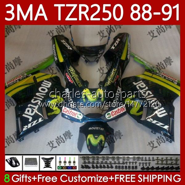 Yamaha TZR250 TZR 250 TZR-250 RS RR 1988 1989 1990 1991 Vücut 115NO.90 TZR250-R TZR250RR 88-91 YPVS Movistar Yeşil 3mA TZR250R 88 89 90 91 OEM Fairing Kiti