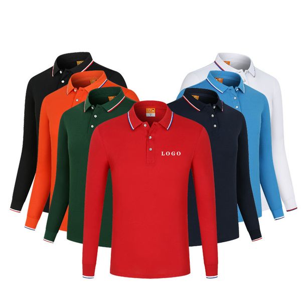 

breathable men's long sleeve polo shirt personal group custom embroidery diy text polo shirt for women men 220608, White;black