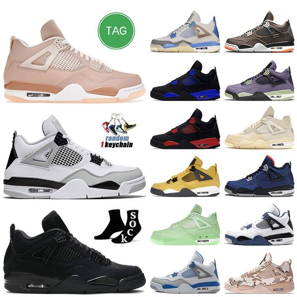 

designer mens womens 4 shimmer basketball shoes mid jumpman 4s white cement black cat sneakers