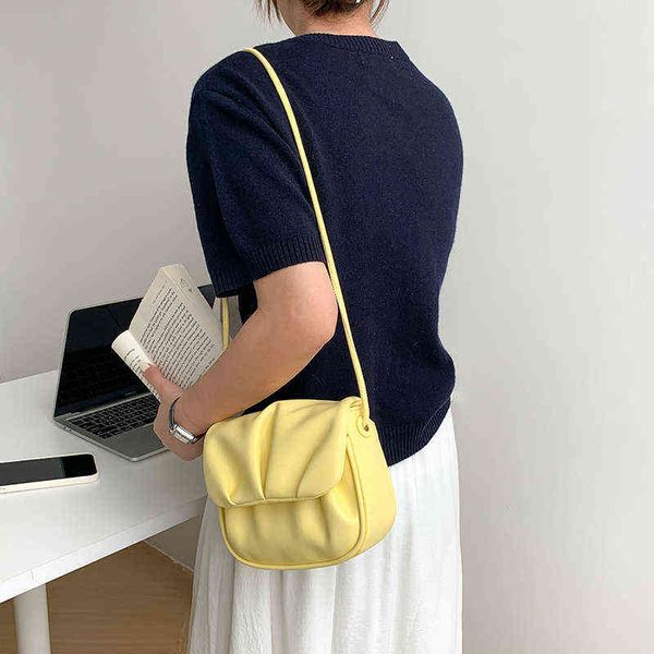 

pu leather pleated crossbody bags for women 2022 autumn fashion shoulder luxury brand handbags and purses female travel bag