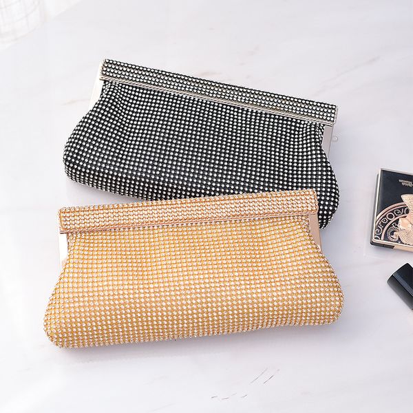 

handbags crossborder quality models diamond evening dinner bag rhinestone dress banquet evening chain hand female factory direct, Black