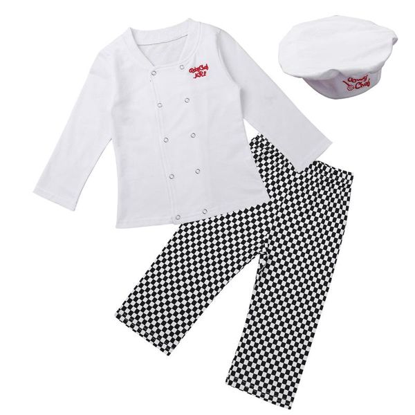 Set di abbigliamento Baby Boy Girl Cosplay Cook Chef Costume Top + Pants + Hat Set Pography Kids Fancy Halloween Party Dress Up