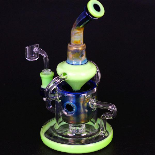 Narghilè New Showerhead Perc Bong Tornado Klein Recycler Bong in vetro Heavy Base Fab Egg pipa ad acqua in vetro