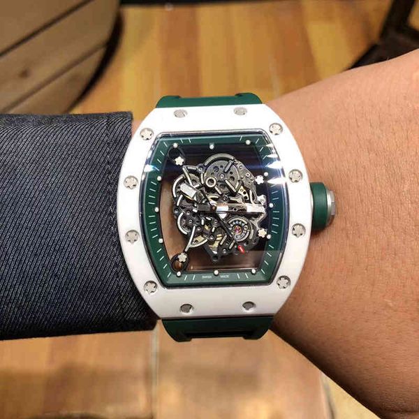 

watches wristwatch designer luxury mens mechanical watch richa milles business leisure rm055 automatic all ceramic green tape trend men swi, Slivery;golden