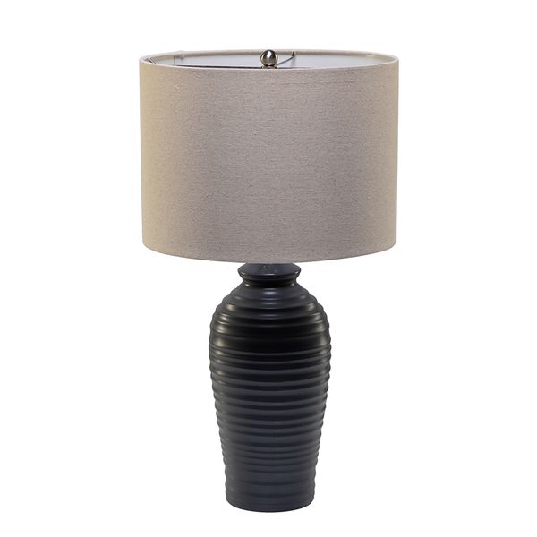 

home furniture 24.7" modern led bedside table lamp with drum-shaped linen shade
