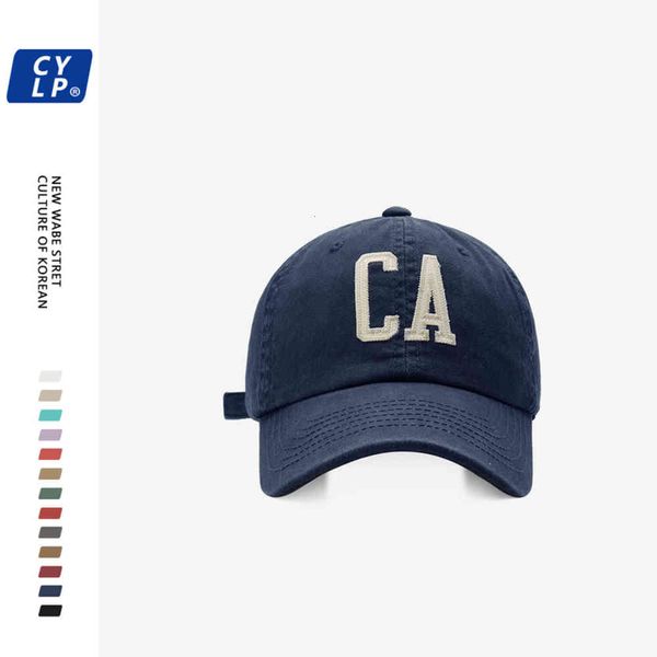 

chao brand ca letter embroidered soft baseball cap male couple korean version ins small face duck tongue cap female summer, Blue;gray