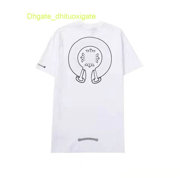 

classic mens luxury t shirts fashion brand ch men tees horseshoe cross designer tshirts summer man hip hop sweater sanskrit letter t-shirt, White;black