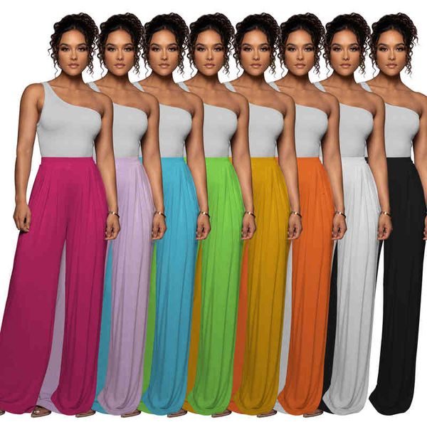 

women's pants capris women's clothing summer fashion pure color milk silk loose casual wide leg pants kmnk, Black;white