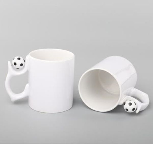 11 Unzen Sublimation leere weiße Keramiktasse mit Griff DIY Fußball-Weltmeisterschaft Tasse Thermotransfer Trinkflasche Kaffeebecher Kreative Geschenke B6