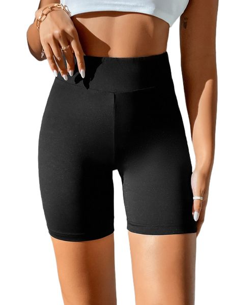 

petite high waist biker shorts 54nv#, White;black