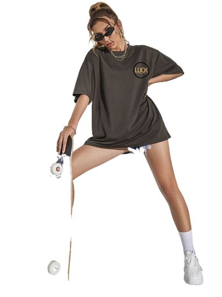 

letter graphic drop shoulder tee a40l#, White