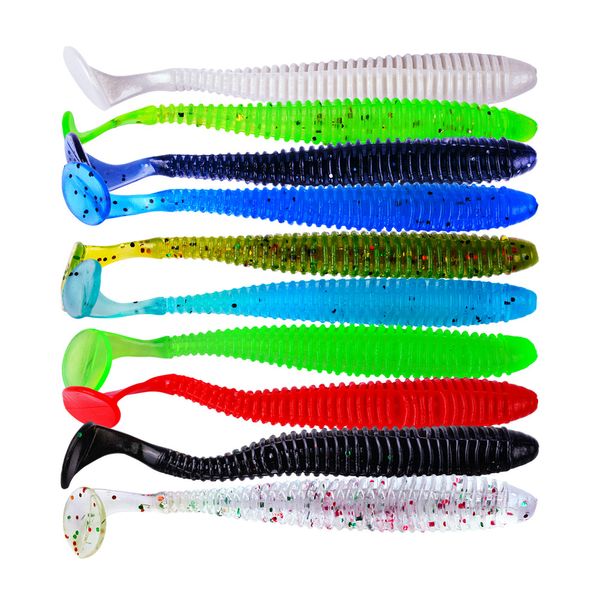 Nuovo 1000 Pz / lotto hot 10 colori gelatina morbida esca drop shot attrezzatura da pesca esca jig paddle tail affondamento esche da pesca in silicone shad 8.5cm 2.4g K1639