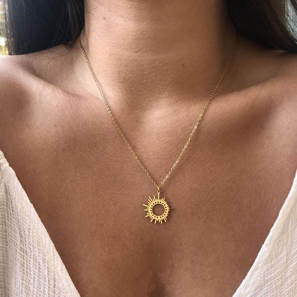 

pendant necklaces stainless steel jewelry waterproof 18 k metal golden charms collar geometric wholesalependant, Silver