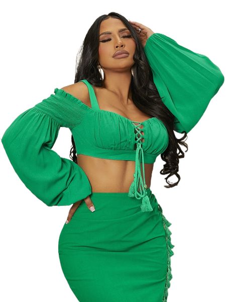 

sxy lace up front bishop sleeve 93eo#, White